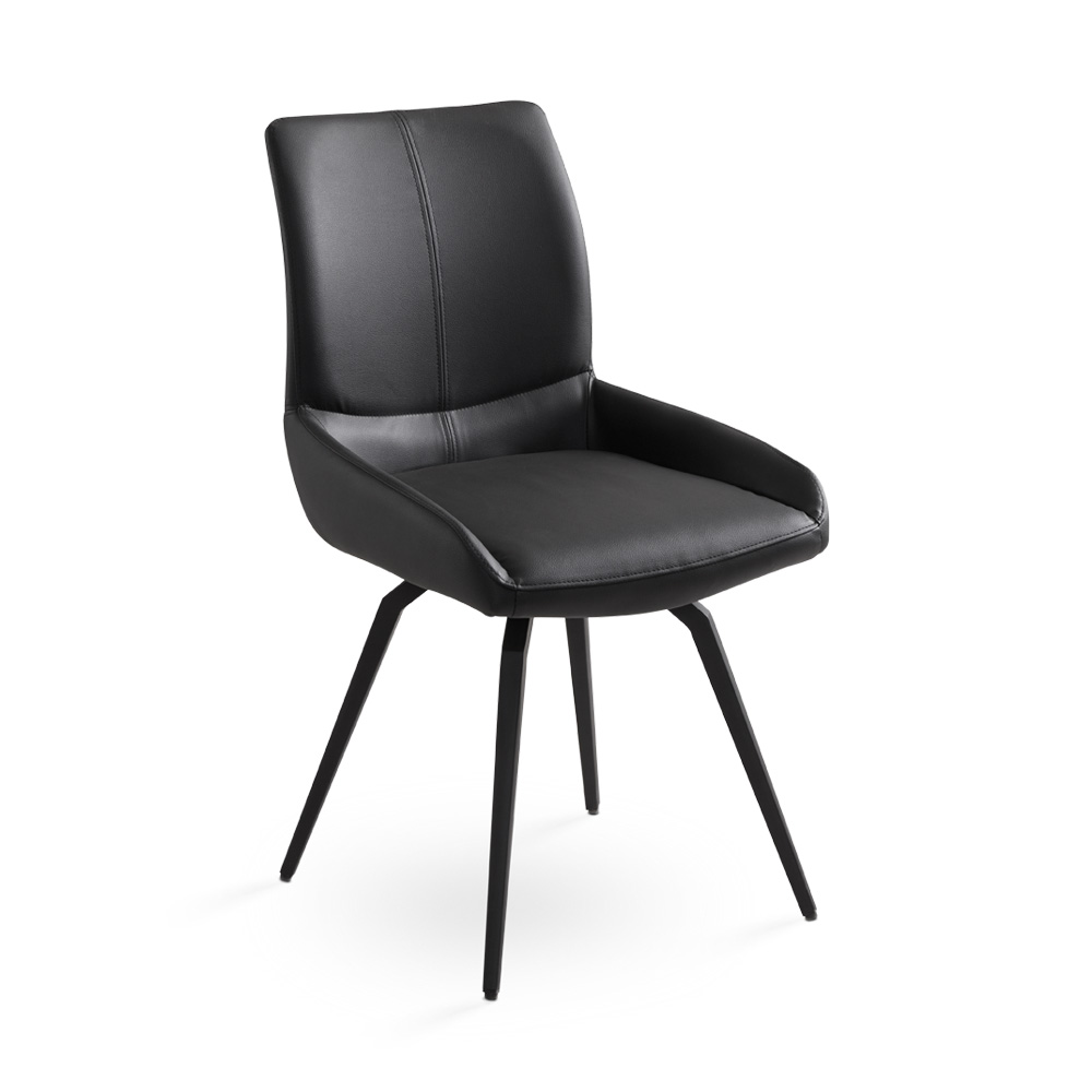 Nona Swivel Chair: Black Leatherette